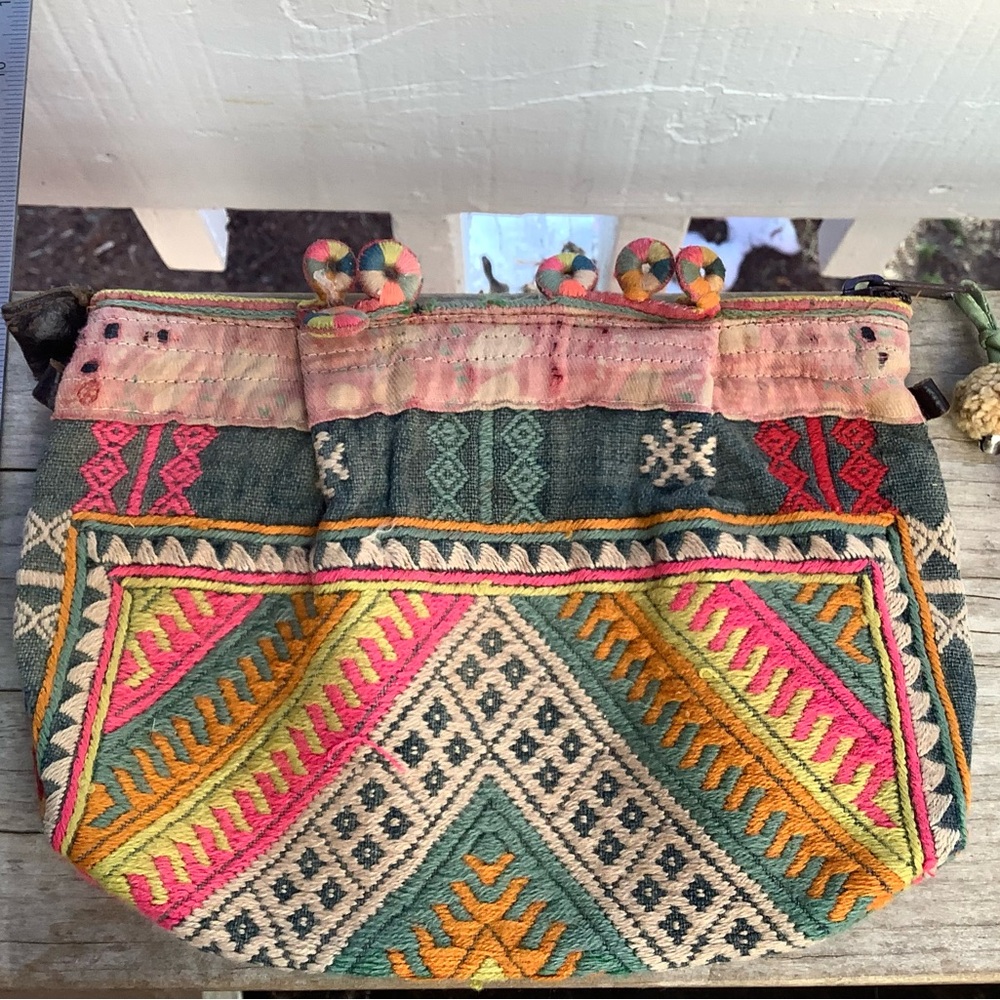 Vintage Hmong Textile Makeup Bag Clutch